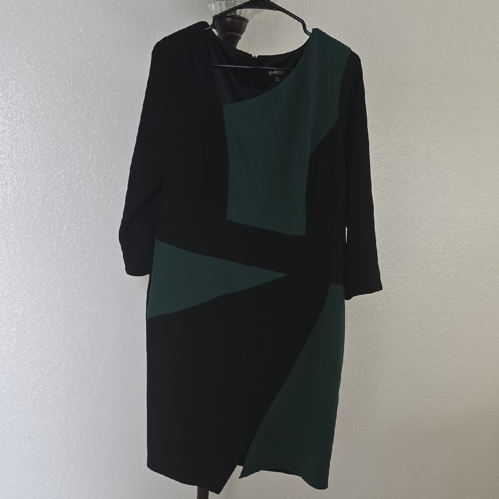 Glamour Asymmetrical Black and Green Dress